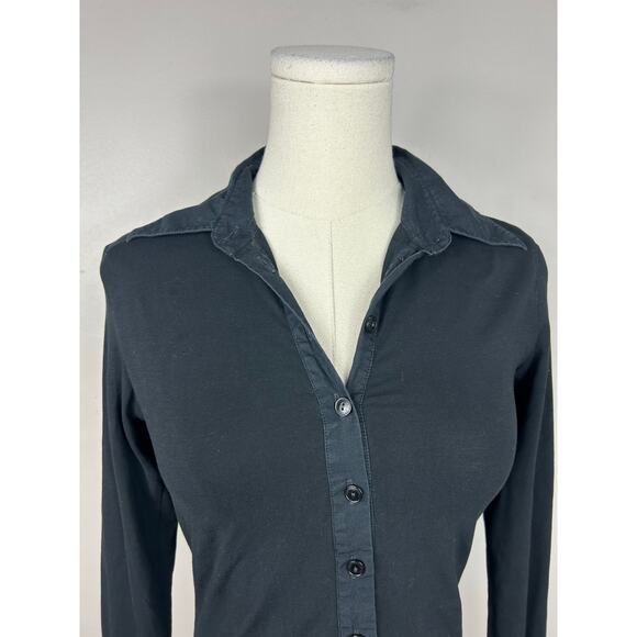 Anne Fontaine Nuage Button up Shirt Black Sz 0-2 Quiet Luxary Parisian - Picture 5 of 11